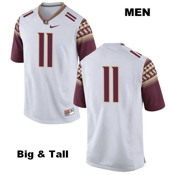 Men's NCAA Nike Florida State Seminoles #11 George Campbell College Big & Tall No Name White Stitched Authentic Football Jersey MHA1869DU